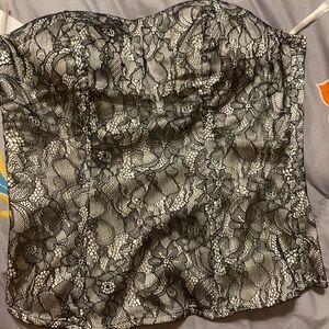 Corset black lace boning